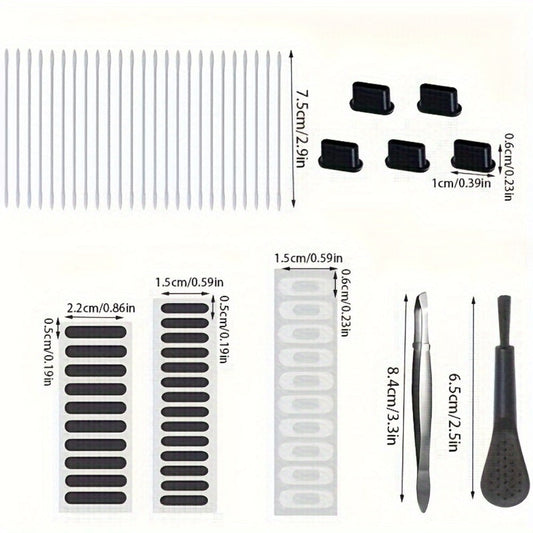 Phone Dust Plug Kit 67PCS – Type-C & Lightning Port Protectors, Speaker Dust Mesh Stickers, Cleaning Brush Set