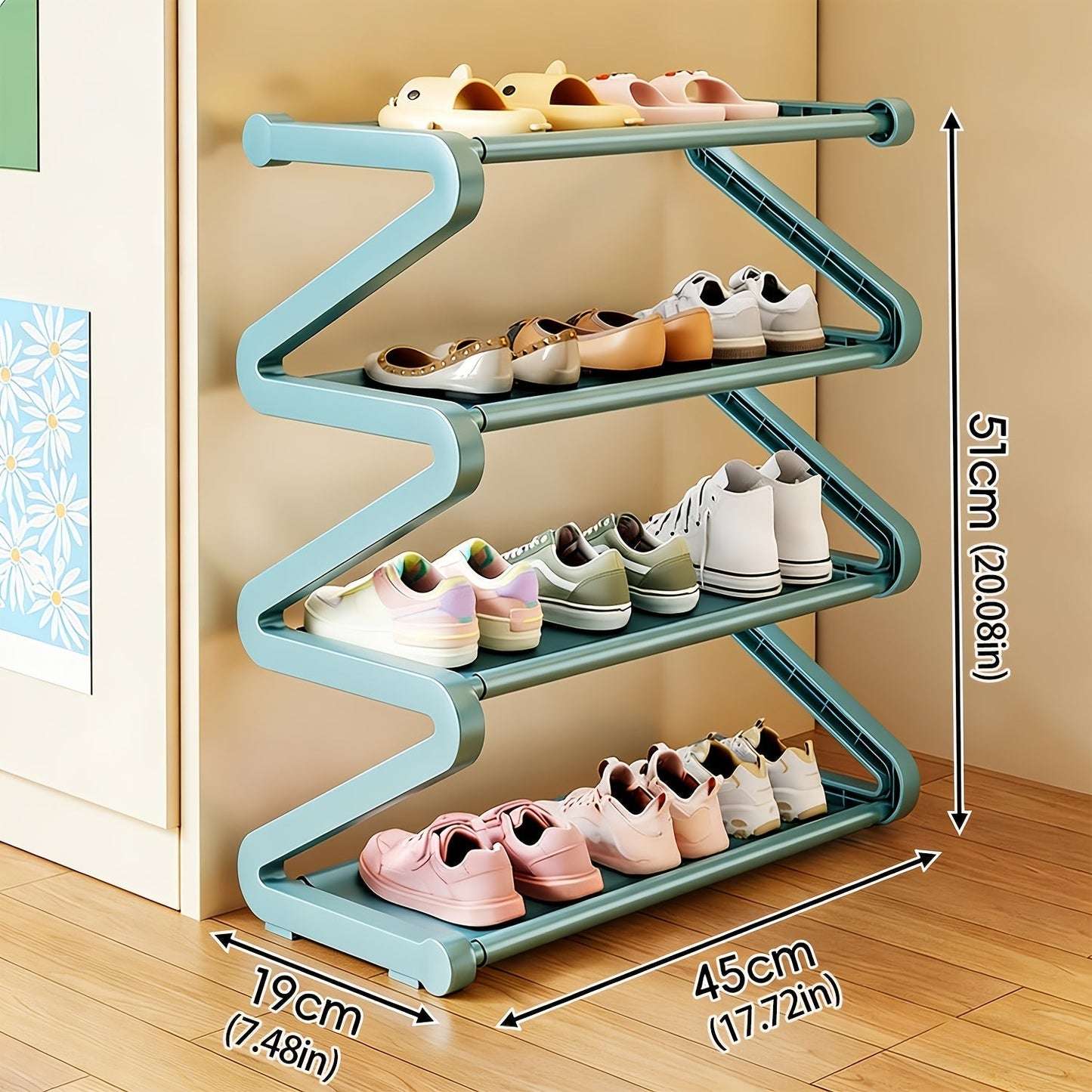 Shoe Rack shown in the Blue Upgrade, Home Multi-layer Shoe Rack option