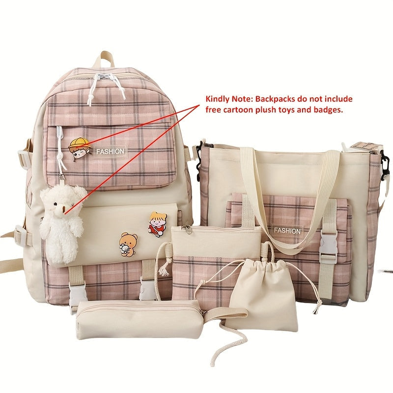 Travel Makeup Bag – 5-Piece, Canvas, Large Capacity, for Travel & School – front view - product view 16