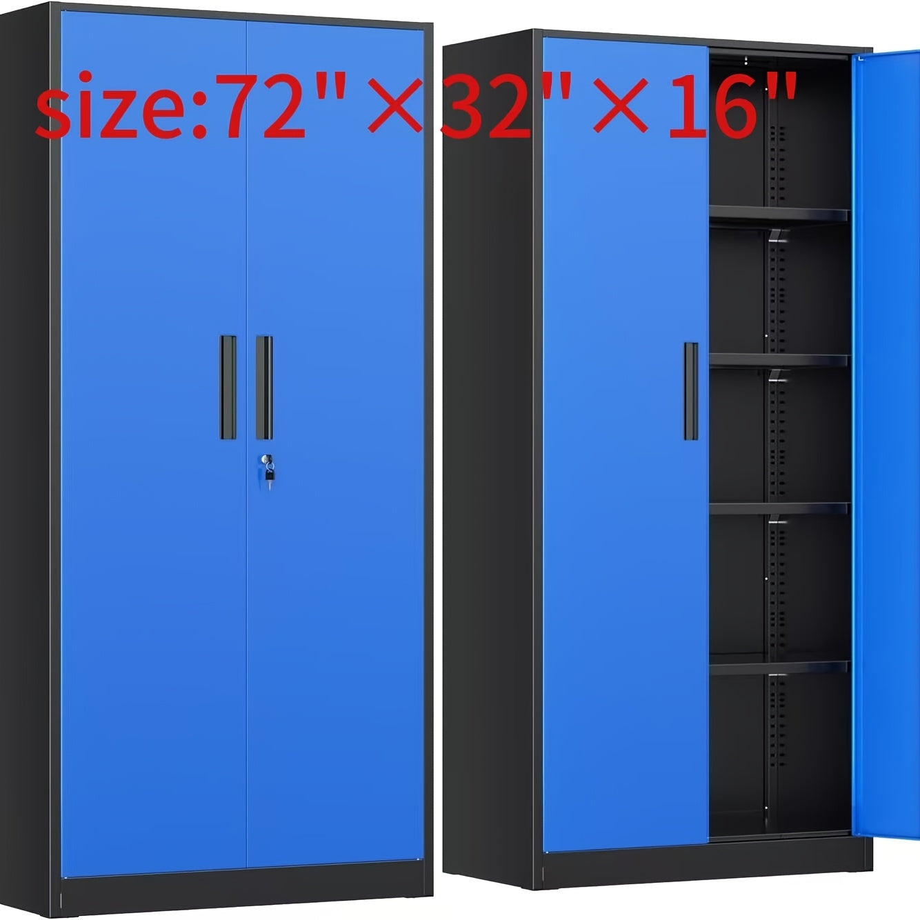 Filing Cabinet shown in the 72-inch Black and Blue option