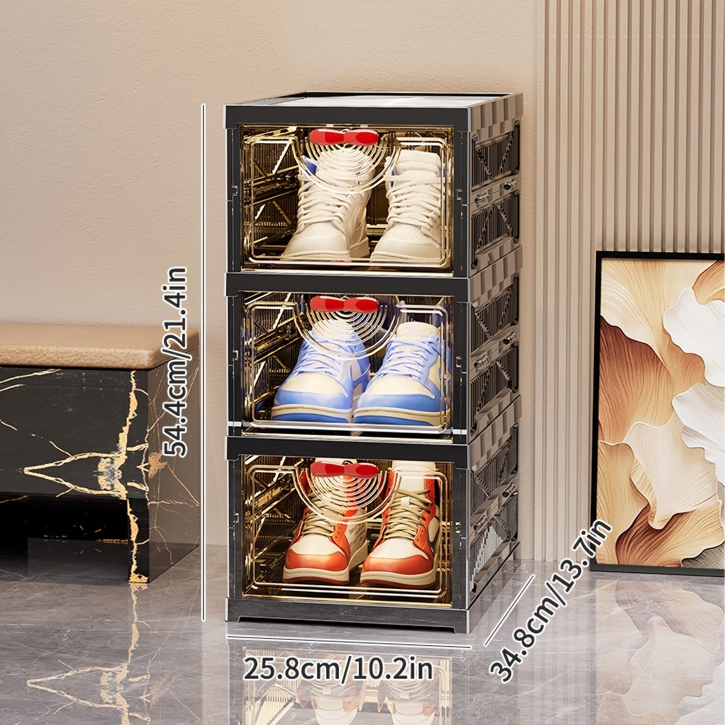 Shoe Cabinet shown in the 3 layers per set option