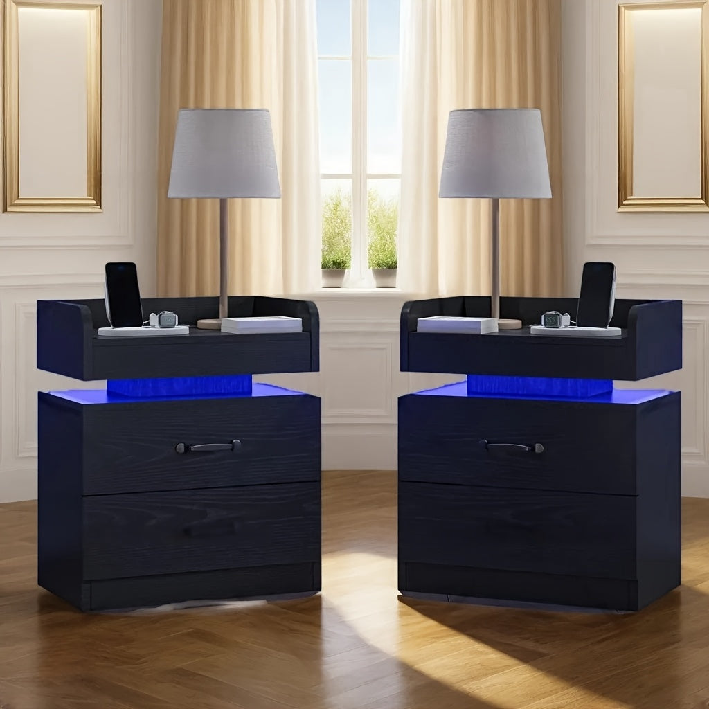 Nightstand shown in the Black, 2pcs option