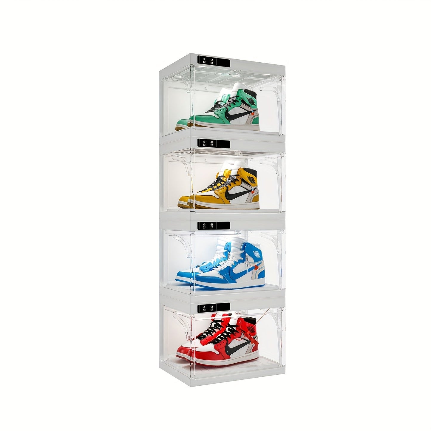 Shoe Storage Box shown in the White, 4 Pcs option