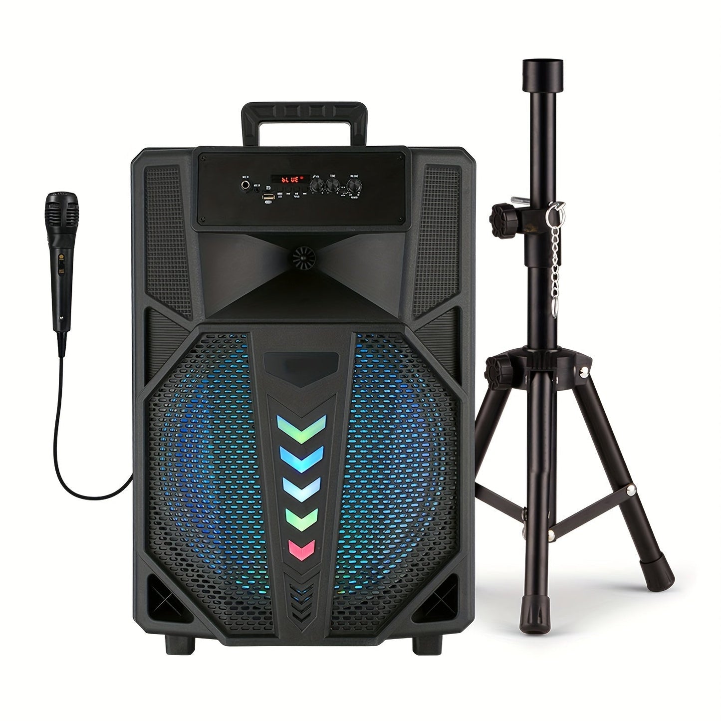 15-Inch Portable PA Speaker with RGB Lights shown in the 15-inch wireless speaker (with stand) option