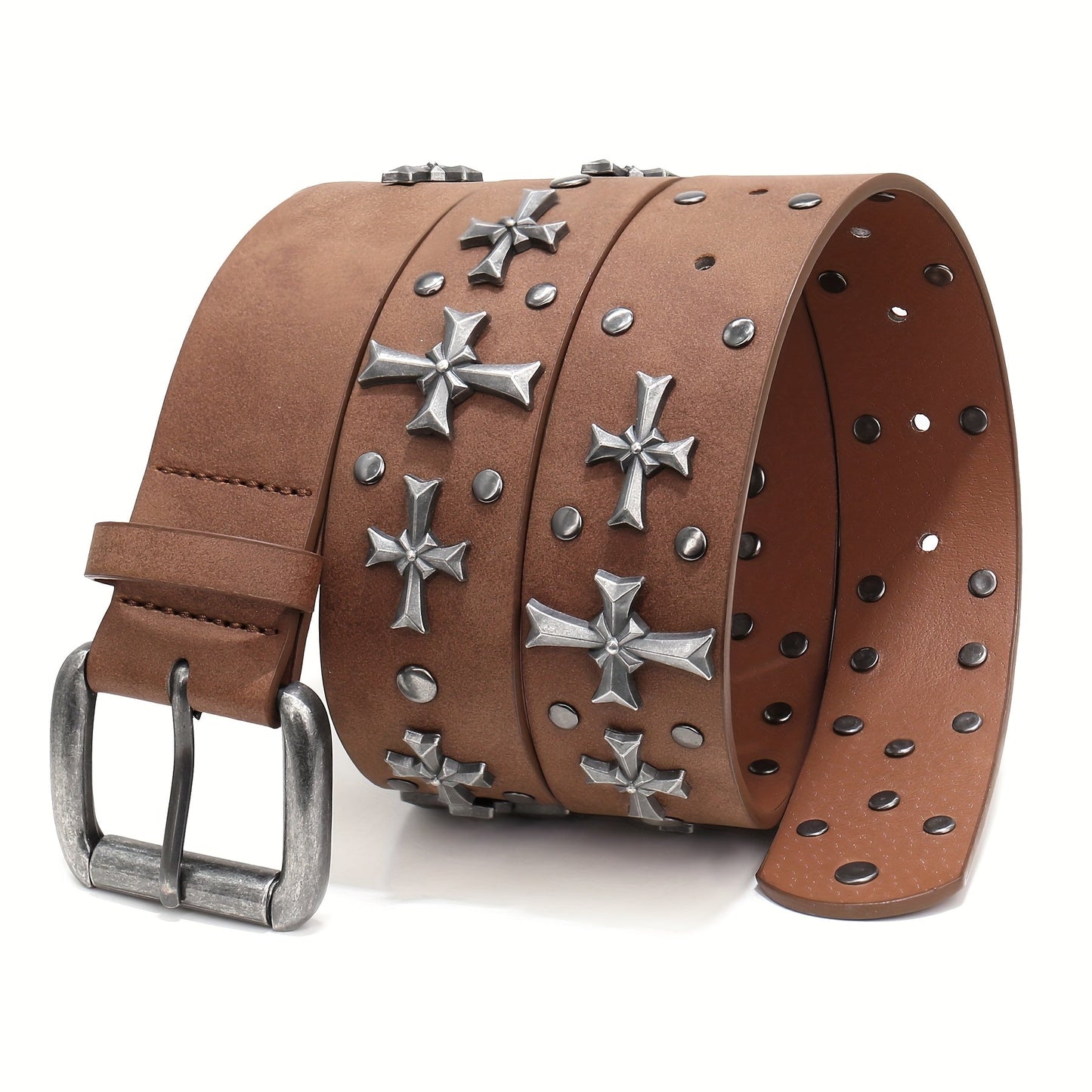 Women's Belt - Punk Studded Y2K Rivet Gothic Cross Rivet Metal Alloy Buckle Waist for - product detail view 15