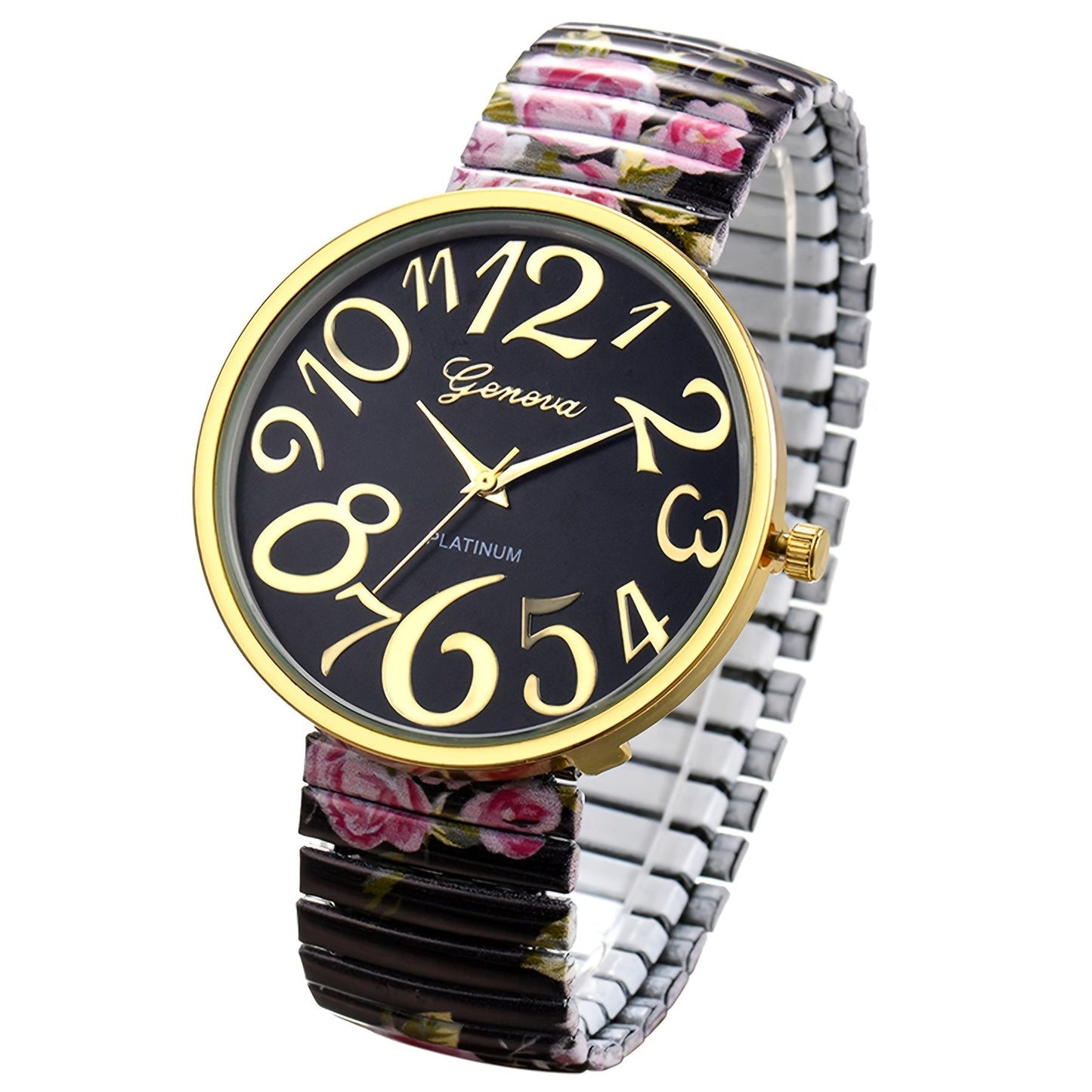 Women's Quartz Watch - Multi-Color 's Analog with Round Stretch Band - Large Arabic Numeral Dial - product detail view 25