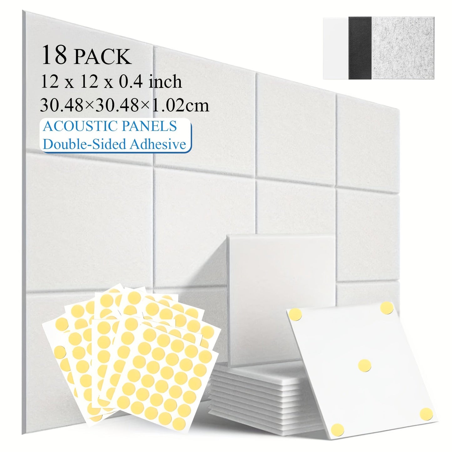 Self-Adhesive Acoustic Wall Panels shown in the Square Soundproof Panel 30L1H White 18 option