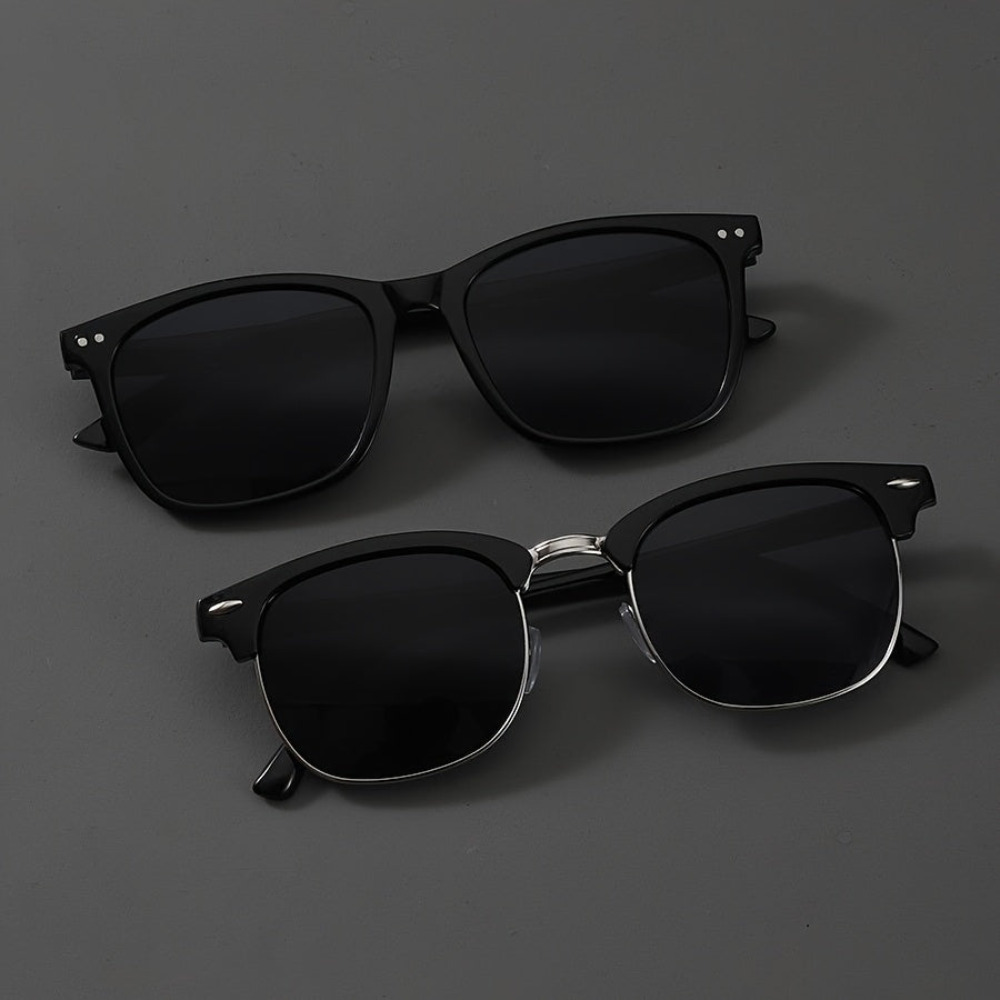 Sunglasses for Men - Fashion Glasses 2 Pack Square Frame Lightweight Decorative Eyewear for - product detail view 9
