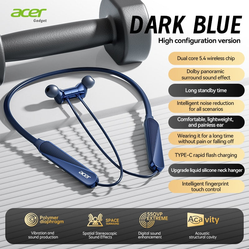 Acer Genuine HiFi TWS Earbuds Extra-Long Standby Deep Bass Low Latency Gaming Noise for Bedside Audio, Alarms and Room Entertainment