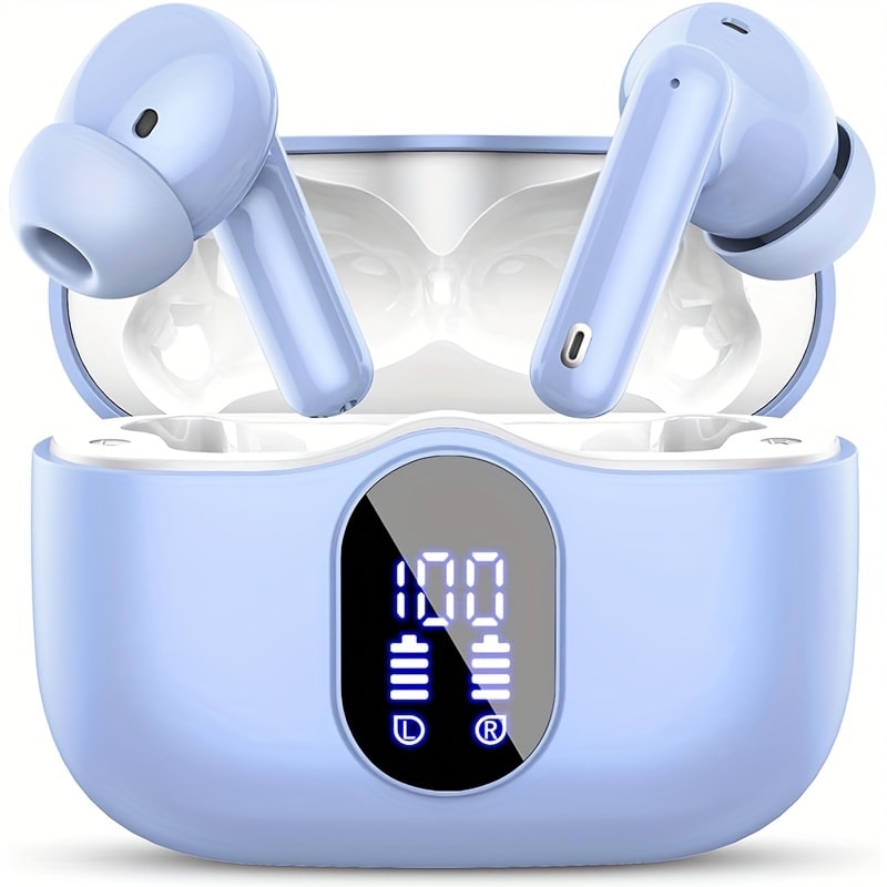 Bluetooth 5.3 Wireless Earbuds with LED Battery Display Case, Type-C Charging and 13 Color Options