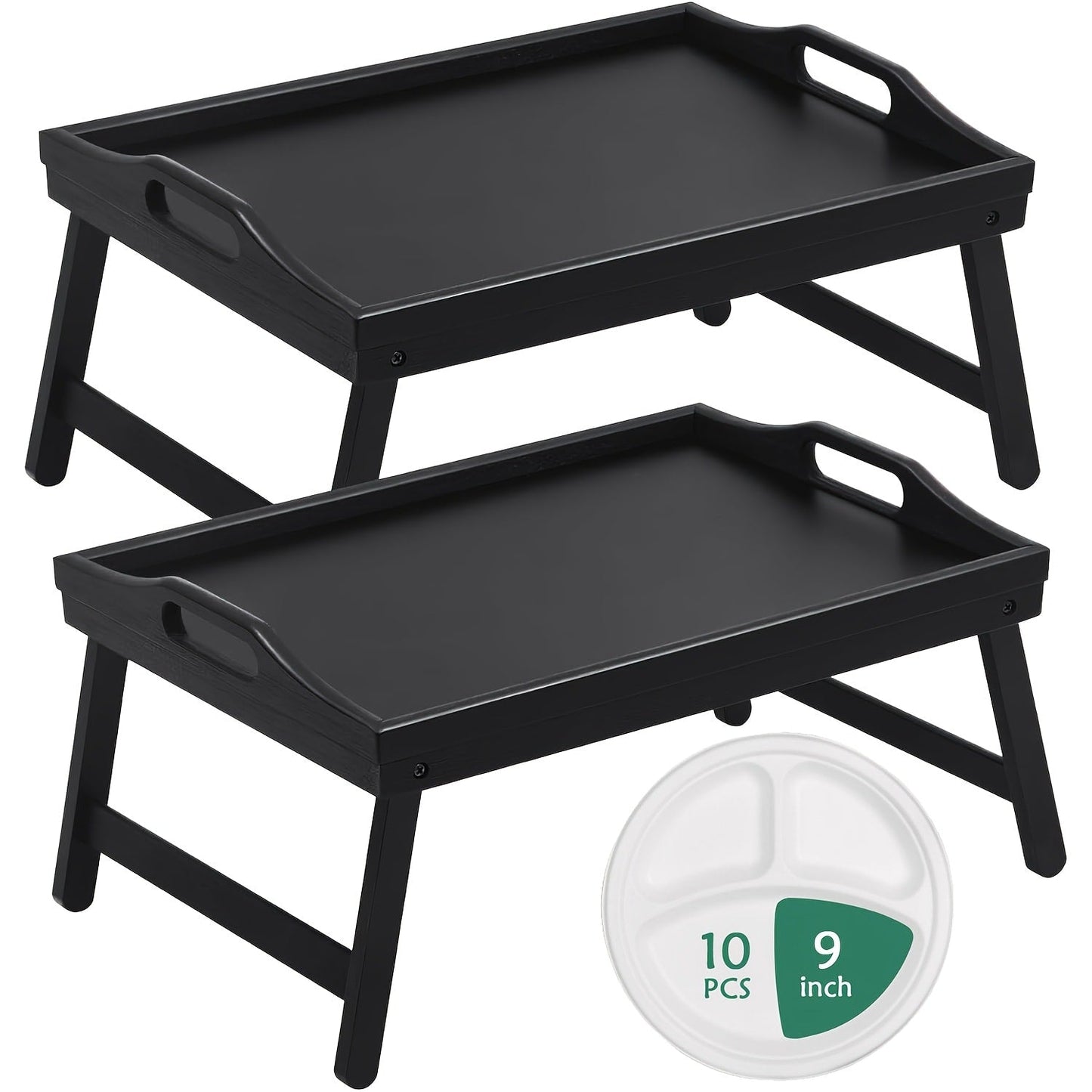 Bamboo Bed Tray Table with Foldable Legs & Handles, Breakfast Tray for Eating, Working & Snacking in Bed