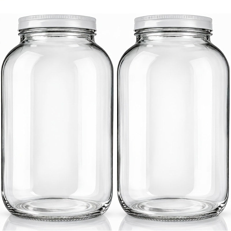 1 Gallon Wide Mouth Glass Jar with Flip Top Lid – Airtight Sealed Storage Jar for Fermentation, Pickling, Canning, Flour & Food Storage