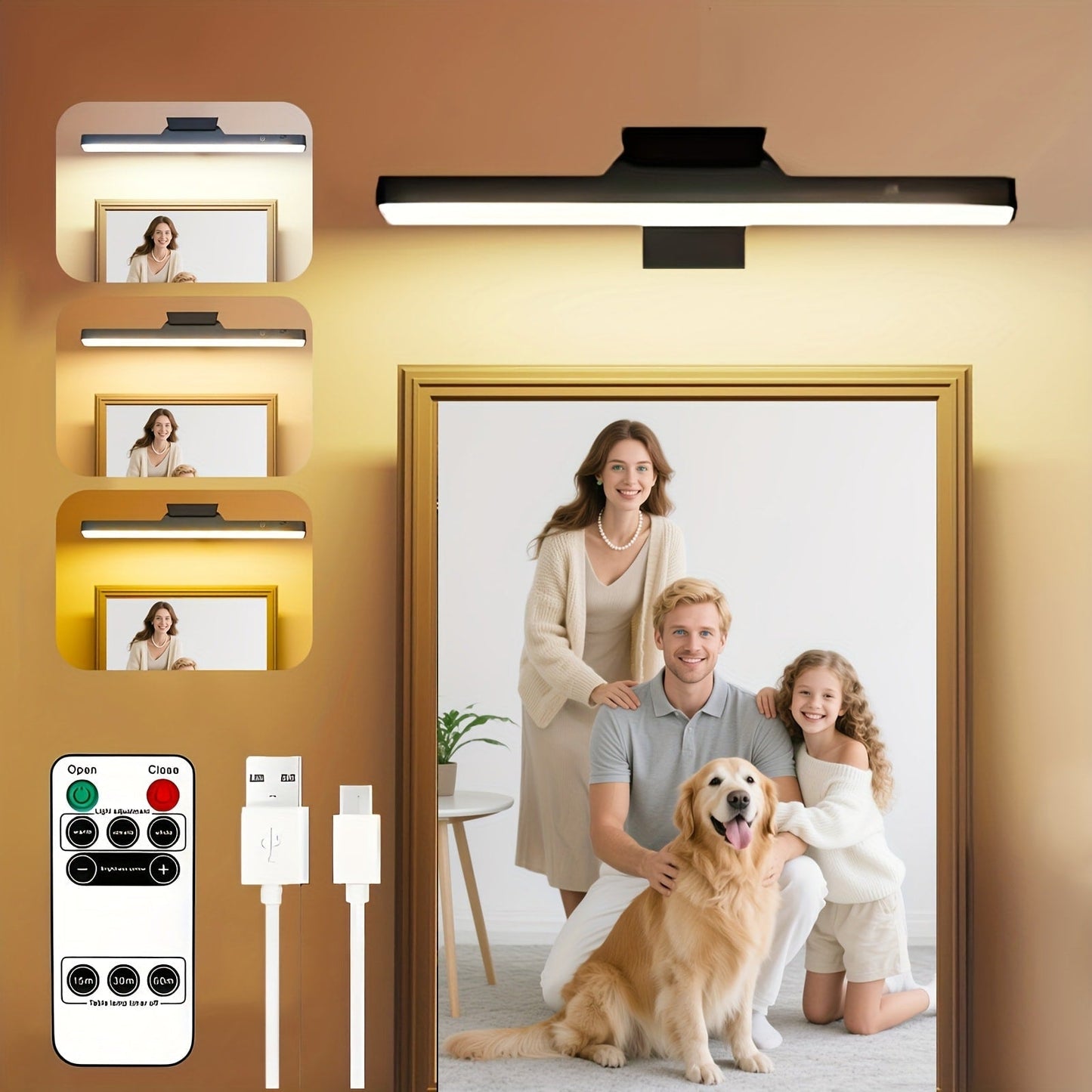 Picture Lights for Wall Battery Operated Rechargeable, Cordless LED Wall Sconce with Remote & 3 Color Temperatures