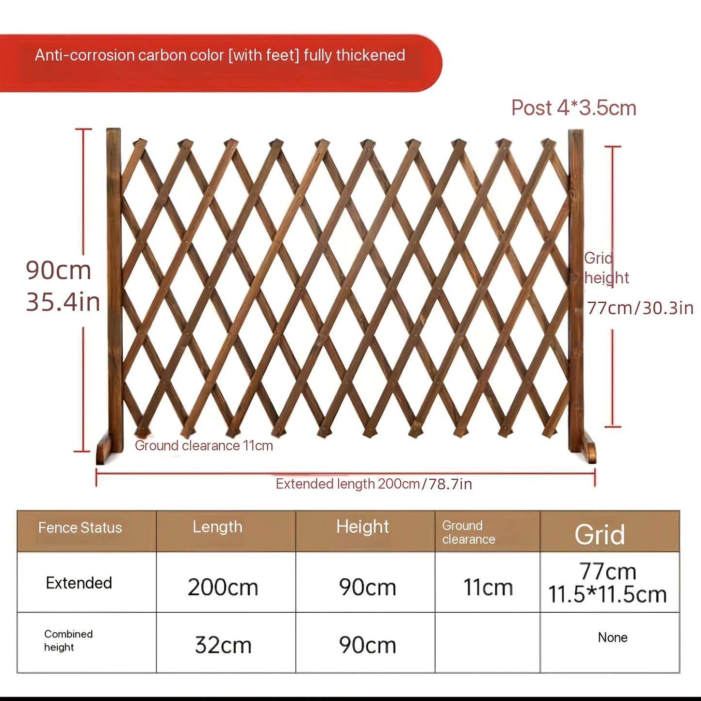 Expandable Wooden Pet Gate Fence Freestanding Retractable Indoor Outdoor Safety Barrier for Entryways, Bedrooms and Living Spaces