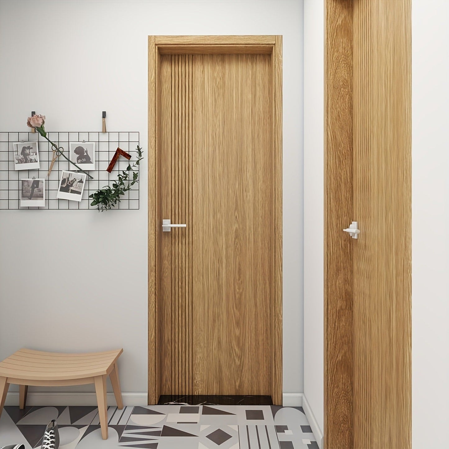 Wood Grain Door Sticker Self-Adhesive Removable Peel & Stick Door Wrap Film Vinyl Decal, for Entryways, Bedrooms and Living Spaces