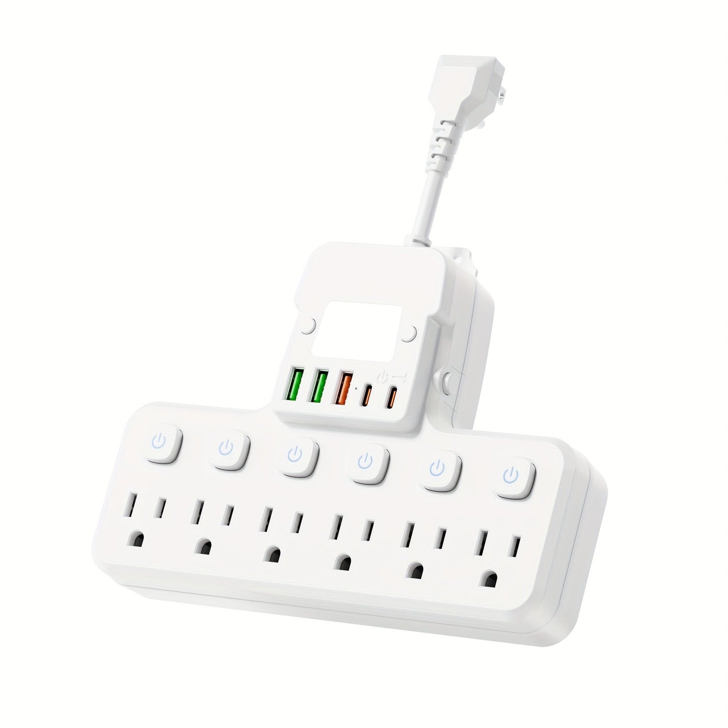 Desktop Power Strip 11-in-1 with 6 AC Outlets 3 USB-A 2 USB-C Ports 6 Individual Switches for an Everyday Personal Care Routine