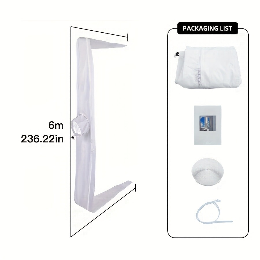 Portable AC Window Sealing Strip Universal | Adjustable Air Conditioner Exhaust Hose Seal Kit with Zipper & Adhesive | 4M 5M 220" 236" Sizes