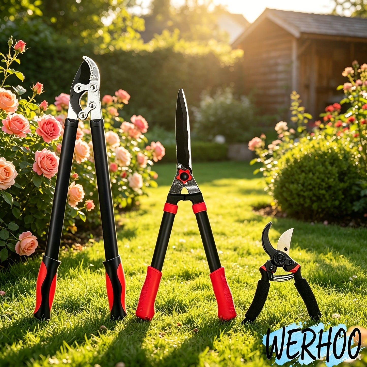Garden Pruning Shears Set Loppers Hedge Shears & Hand Pruner Combo, Alloy Steel Branch Cutter Kit with Compound Action