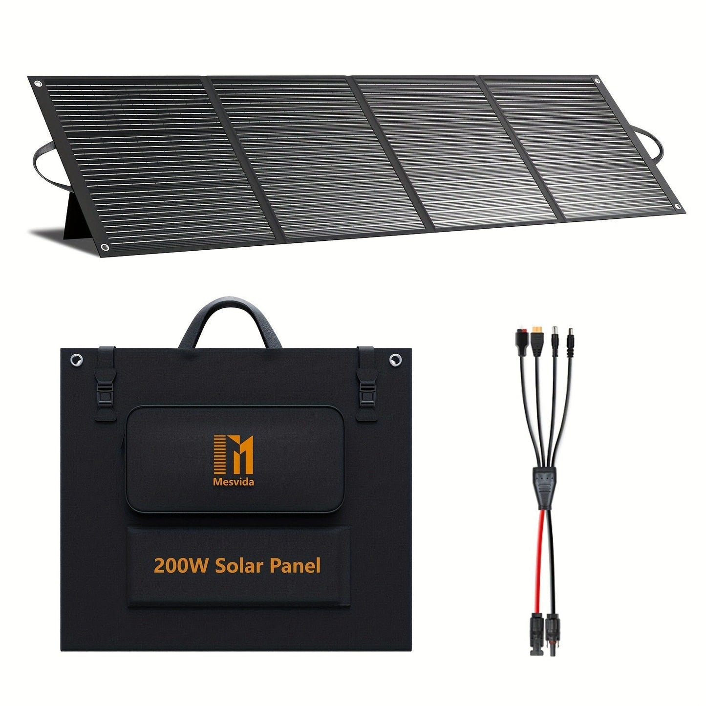 Foldable Solar Charger Panel 30W/60W/100W/200W – 18V MC4, Dual USB-A Quick Charge & USB-C PD 18W, Portable Solar Panel for Camping, RV