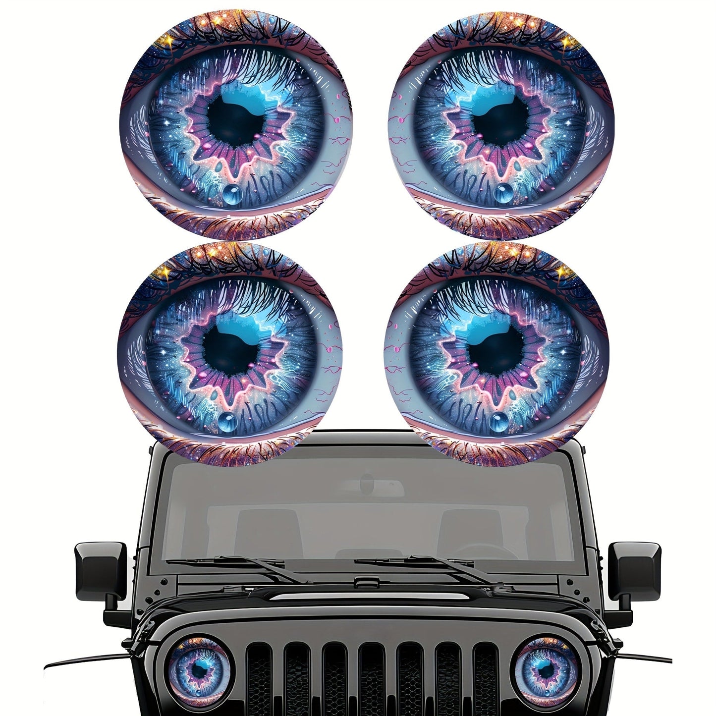 3D Beast Eye Headlight Stickers – Funny Car Headlight Decals for Jeep Round Headlights, Truck Body, Bumper & Window Decoration