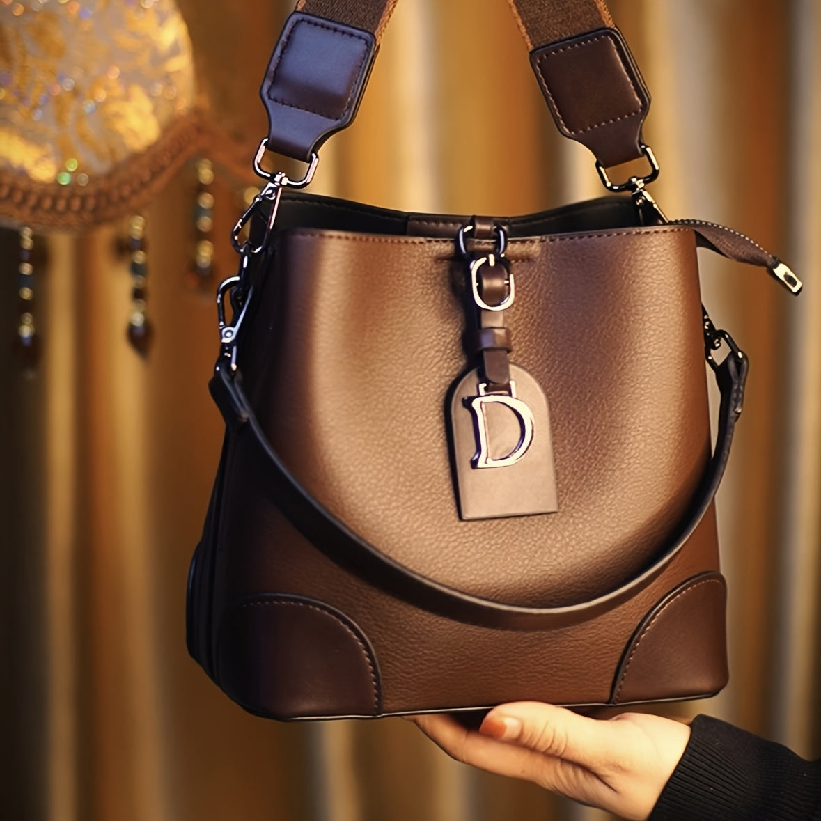 Crossbody Bag for Women β for Everyday Use, Bucket Casual Golden Hardware Adjustable β alternate view
