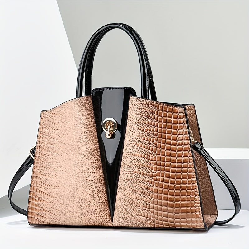 Shoulder Bag for Women – Genuine Leather, Genuine Leather Crocodile Texture Luxury – detail view 6