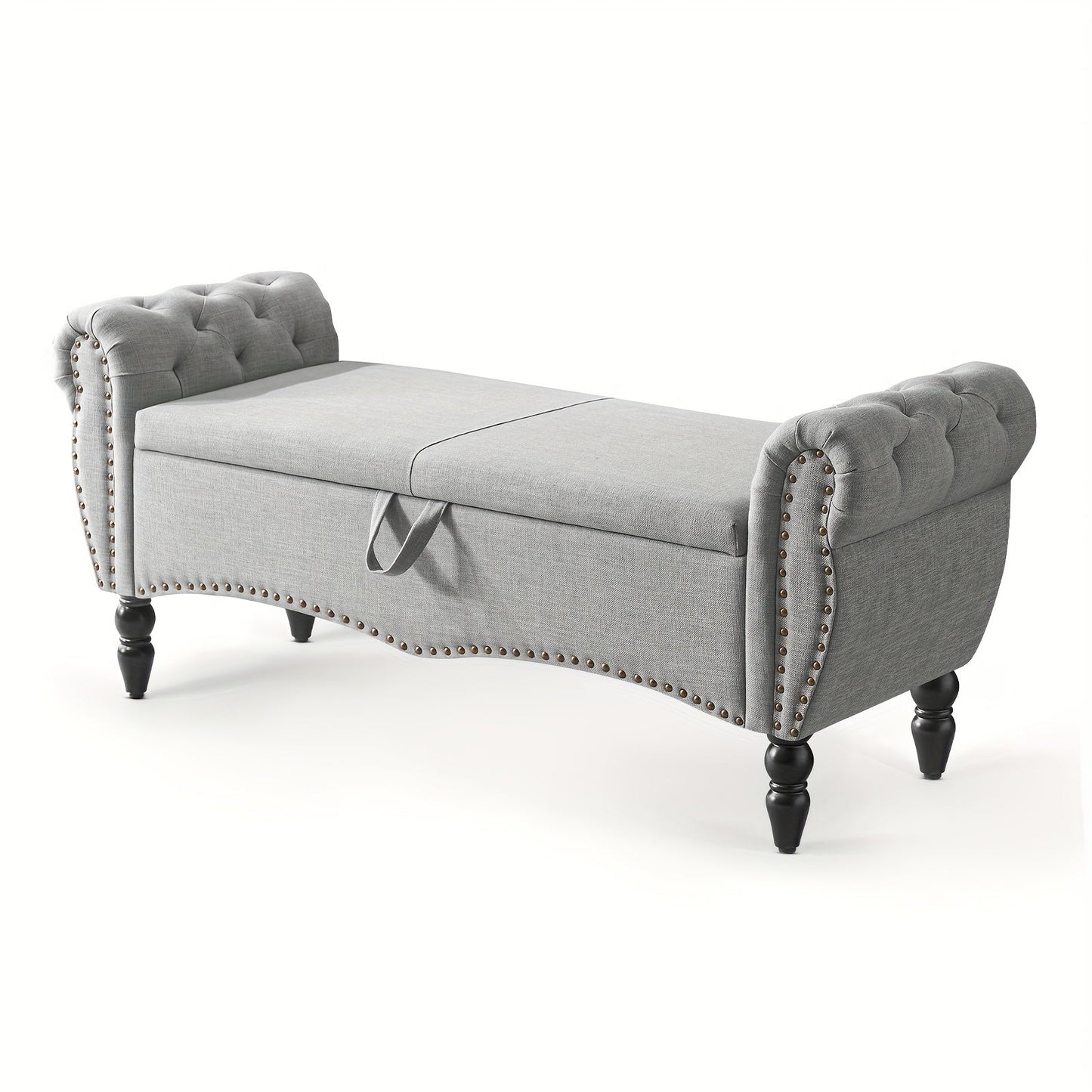 Storage Ottoman shown in the Light Gray-Linen option