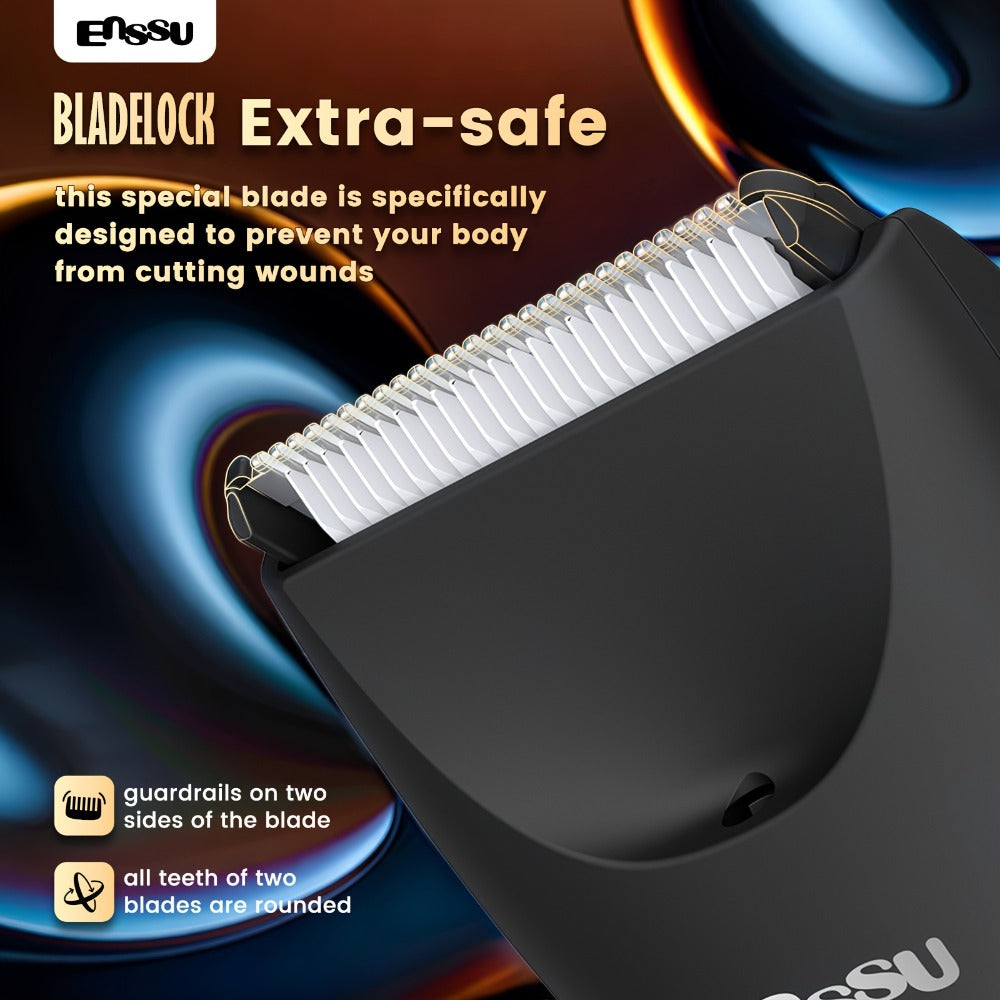 Electric Body Hair Trimmer for Men and Women with Replaceable Ceramic Blade in Blue or Black