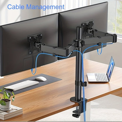 Adjustable Dual Monitor Arm for 13-32 Inch Screens, VESA 75x75/100x100mm, 45° Tilt 90° Swivel 360° Rotation