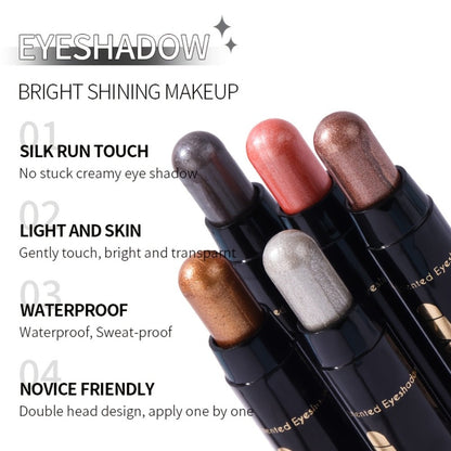 Waterproof Eyeshadow Pencil Set 6 Colors, Metallic & Matte Glitter Highlight Eyeliner Crayons, Smudge-Proof Eye Makeup