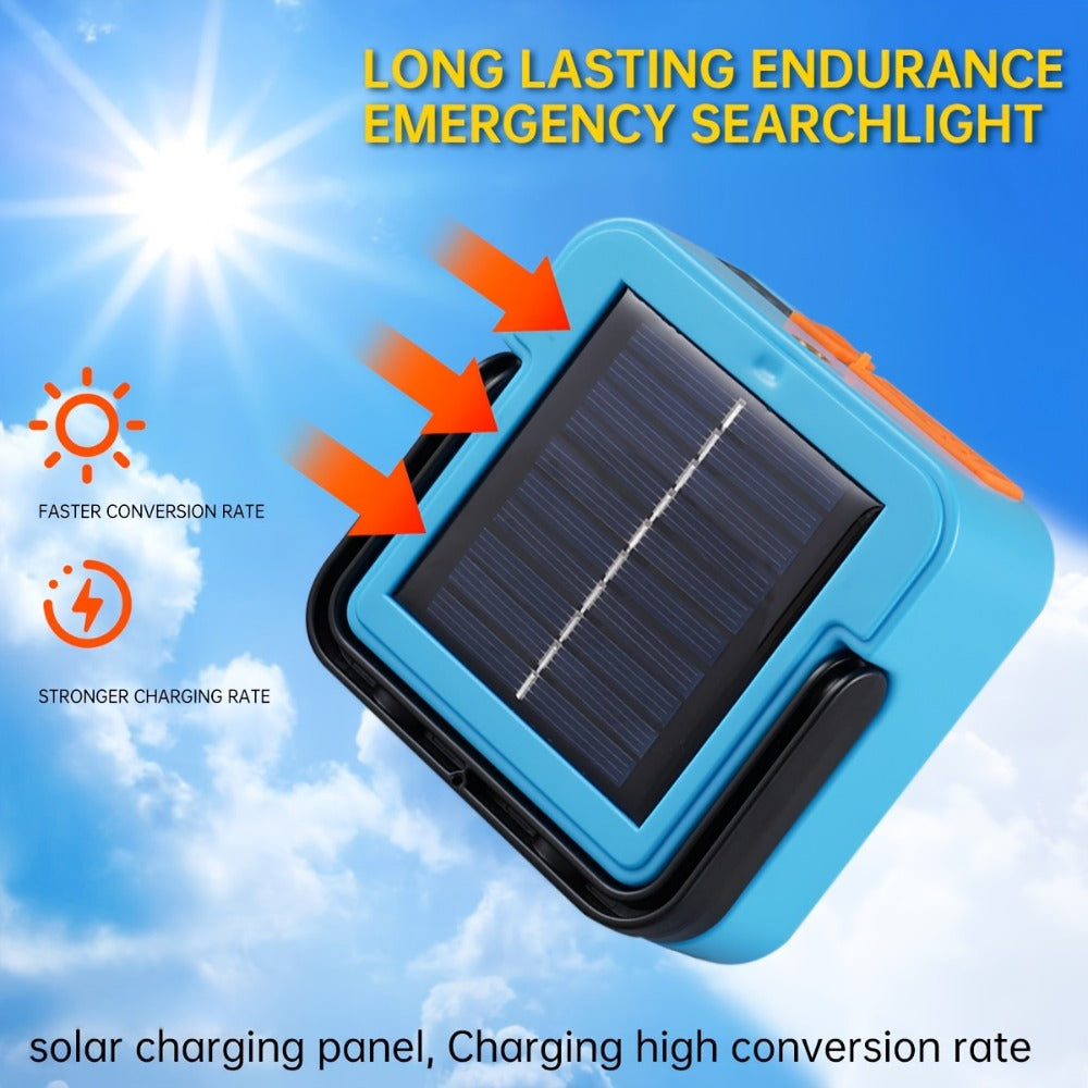 Solar Camping Lantern with Four Adjustable Modes, Solar and USB Charging, Bracket and Hook for Camping, Hiking and Emergencies
