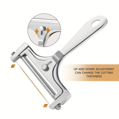 Cheese Slicer Adjustable Thickness 2-Pack, Stainless Steel Wire Cheese Cutter for Hard & Cheese