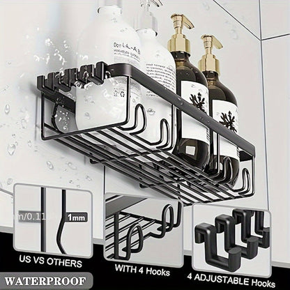 Shower Caddy Organizer 5 Pack Adhesive Rustproof Stainless Steel Shower Shelves with Soap Holder No Drilling Bathroom Storage Rack