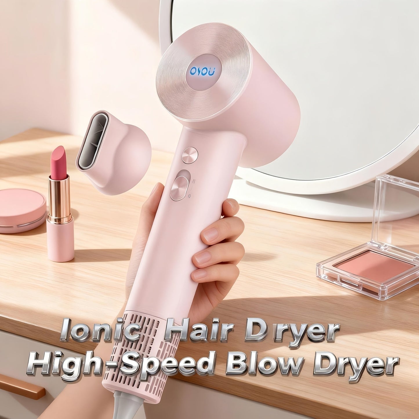 Compact Hair Dryer with 110, 000 RPM Motor-Speed Marking, Six Color Options and Concentrator-Style Nozzle
