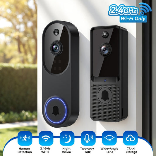 166° Wide Angle Video Doorbell 720P 2.4G 5G Dual-Band WiFi, Color Night Vision, AI Vehicle & Person Detection