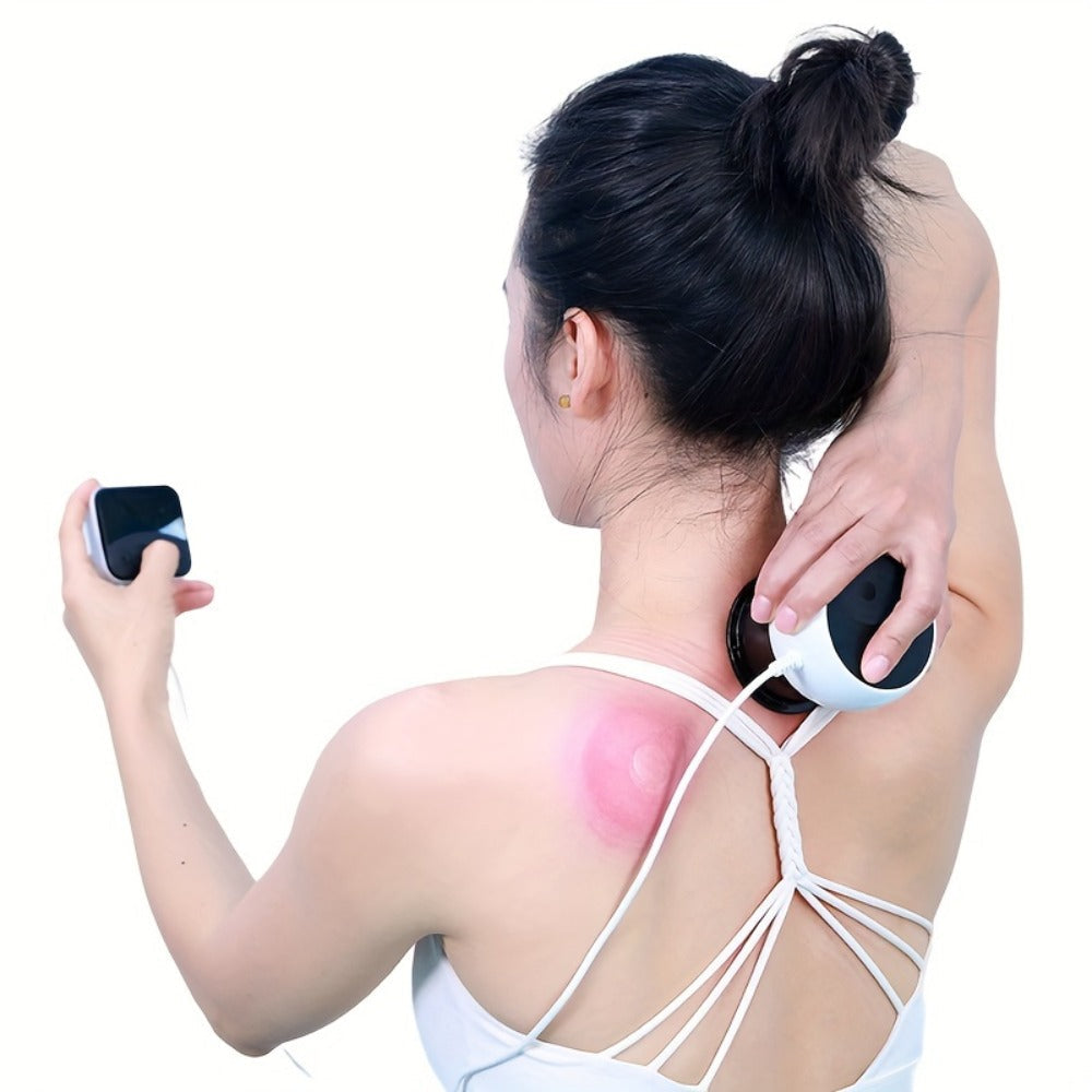 Electric Cupping Massage Device with Remote Control, Neck Back Waist Shoulder Massager, 3 Modes, Hot Compress Therapy