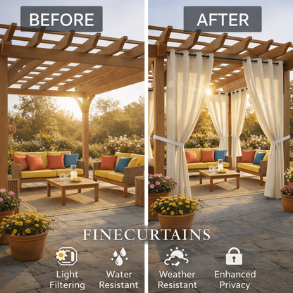 Sheer Curtains for Patio Outdoor, Grommet Top, 4 Panels, UV &, Drapes for Pergola, Gazebo, Porch