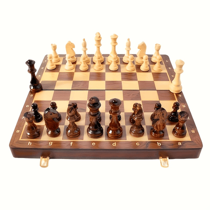Folding Chess Set 33 Pieces with Board & Gift Box – Travel Portable Strategy Game for Kids Adults Beginners