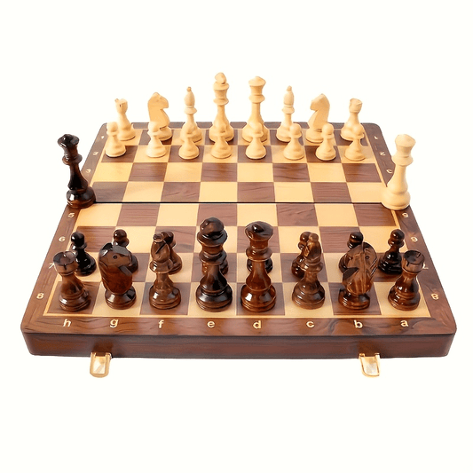 Folding Chess Set 33 Pieces with Board & Gift Box – Travel Portable Strategy Game for Kids Adults Beginners