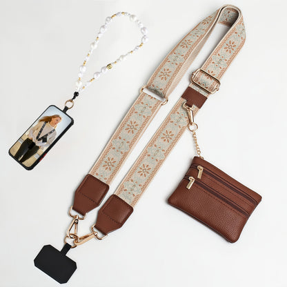 Crossbody Phone Strap Wallet Pouch with Beaded Charm Detachable Wrist with the Listed Color, Size or Set Options for Everyday Carry