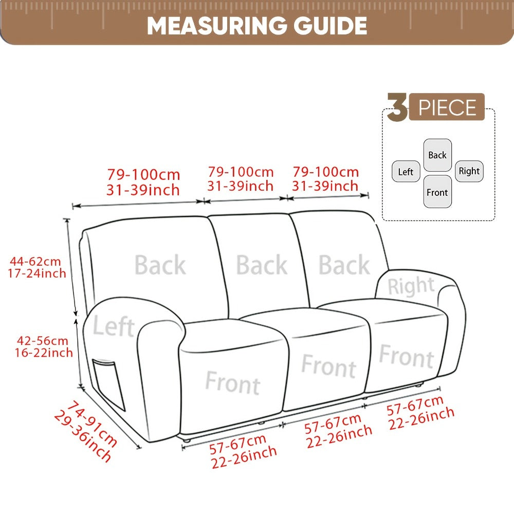Sofa Cover Three-Seat Jacquard Knit Slipcover with Side Pocket, Elastane Stretch and Seven Solid Colors
