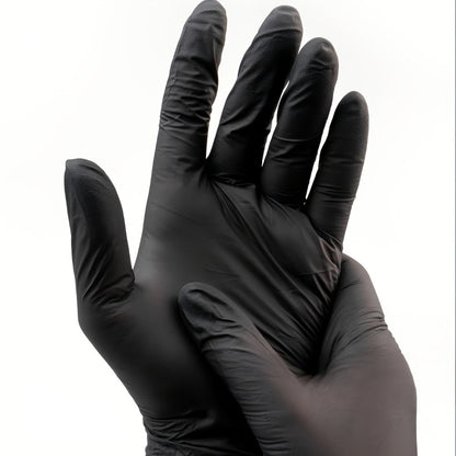 Black Nitrile Disposable Gloves in 100-Count Packs with 6 Mil Label and M, L or XL Size Options