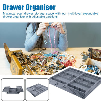 Two-Row Cantilever Drawer Organizer with Two- or Three-Layer Expandable Storage Configurations