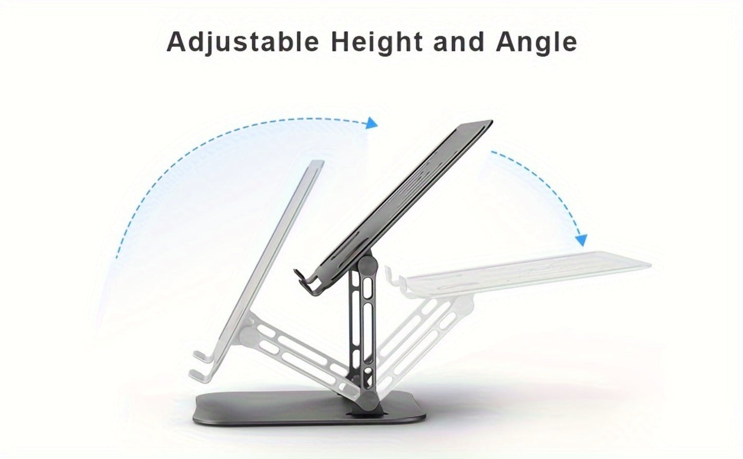 Foldable Laptop Stand with Vented Metal Tray, Dual-Hinge Riser and Three 10-16.5 Inch Source Options