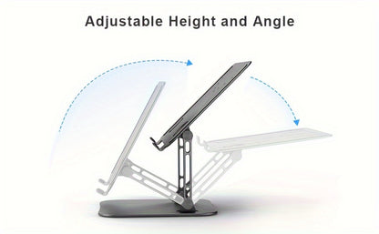 Foldable Laptop Stand with Vented Metal Tray, Dual-Hinge Riser and Three 10-16.5 Inch Source Options
