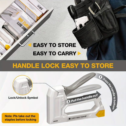 Staple Gun with Staples 1600pcs, Light Duty Upholstery Staple Gun Kit with JT21 Staples 1/4 5/16 3/8 inch & Staple Remover