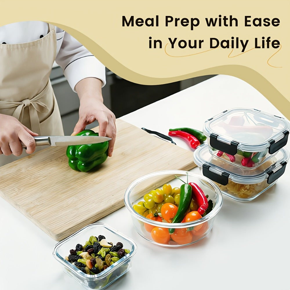 Food Storage Containers 12-Piece Glass Set with Clip-On Lids for Meal Prep and Pantry Organization