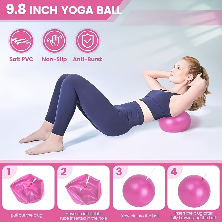 Pink 13-Piece Pilates Ring and Resistance Band Set with Ball, Socks, Straps and Drawstring Bag