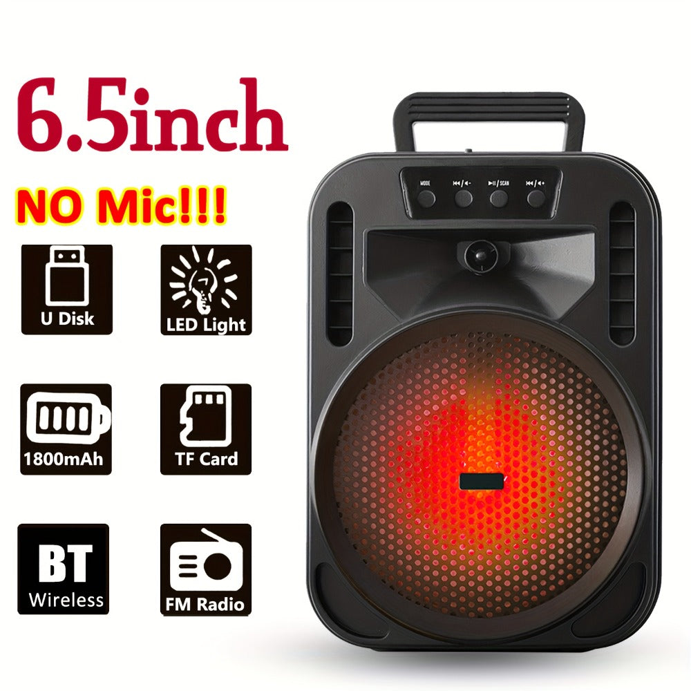 8-Inch Bluetooth Party Speaker with LED Lights & Wired Microphone, TWS Stereo Bass Boost, FM Radio