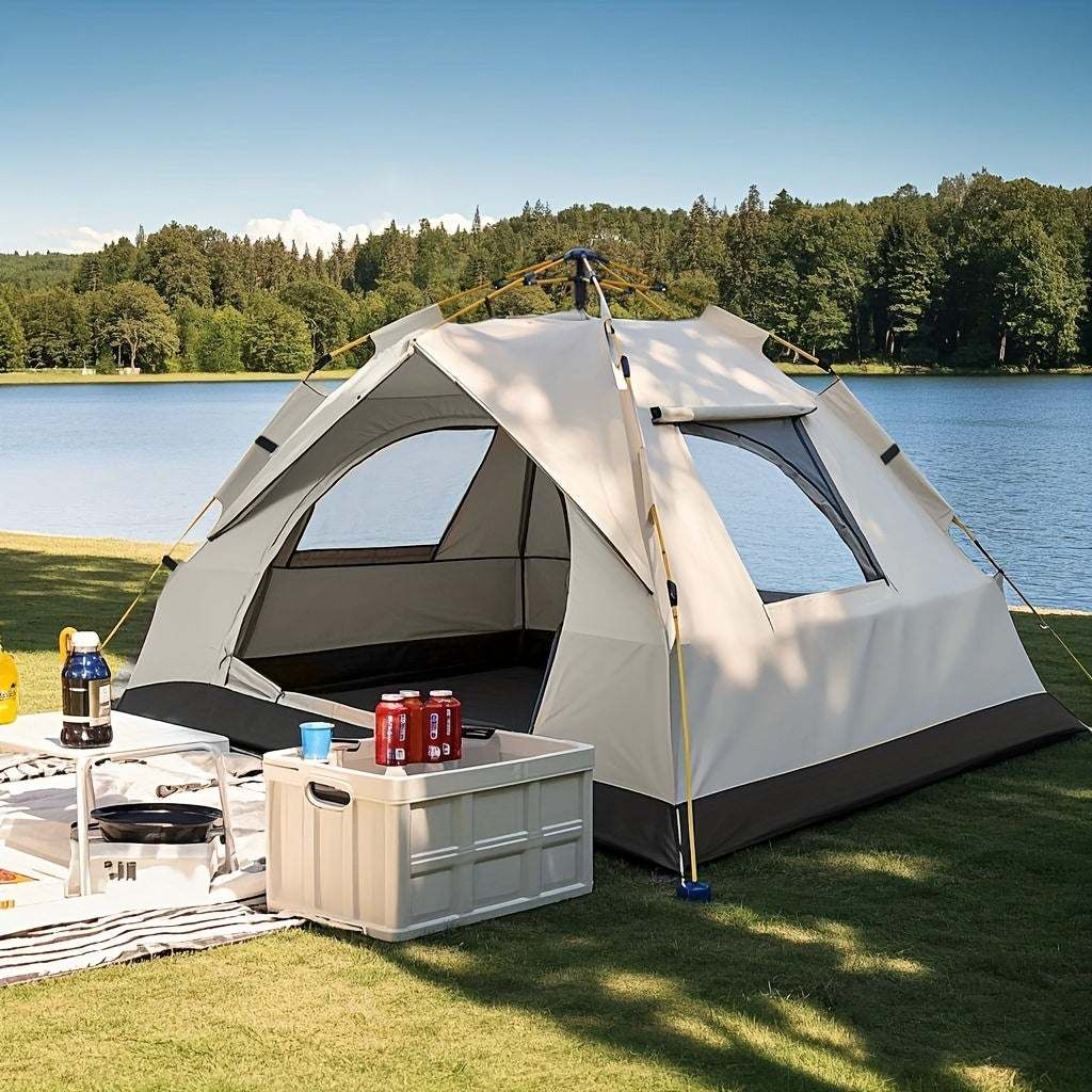 Camping Tent Moonlight-White Pop-Up, 210 x 150 x 125 cm with Two Doors and Optional Windows